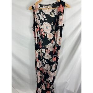 Roxy Floral Sleeveless Button Up Shawl Maxi Length Size Small